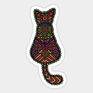 Mandala Cat mute rainbow colours Sticker